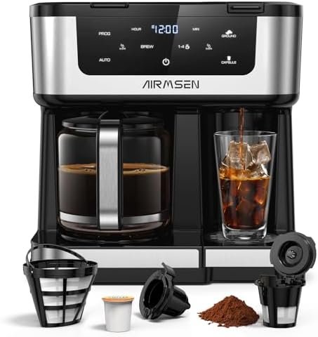 Alt Text for image 1: AIRMSEN 12-Cup Programmable Dual Coffee Maker – Front View