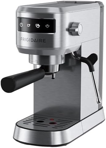 Alt Text for image 1: Frigidaire Steam Espresso Maker with Milk Frother and Cup Warmer